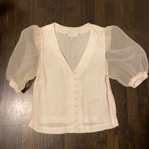 Topshop Organza sleeve blouse